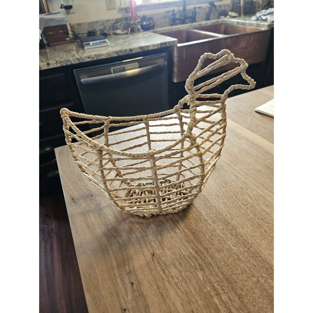 Hen Basket Open Weave Chicken Decor  Farmhouse/whimsy